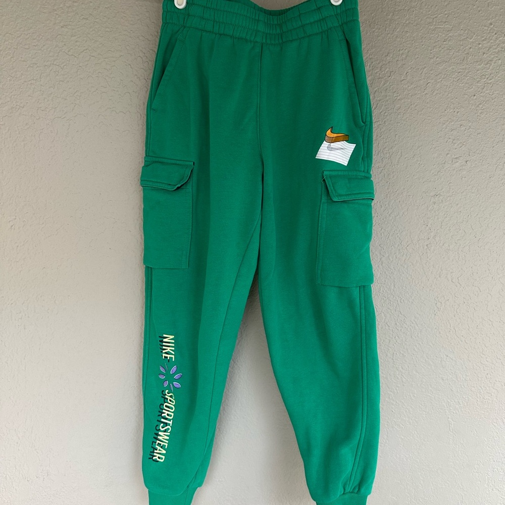 Nike Kids Green Joggers with Pockets